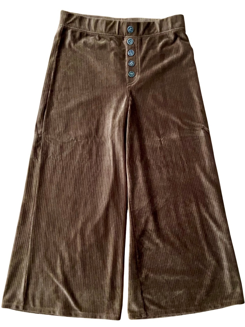 Rewash Chocolate Brown Cropped Corduroy Flare Pants-Medium
